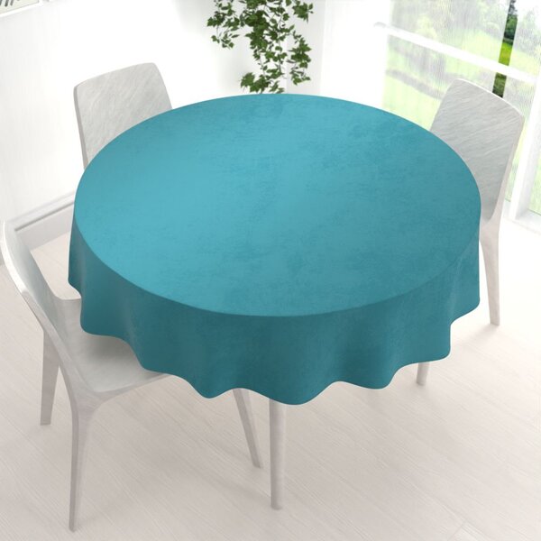 Biante Sametový kulatý ubrus Velvet Premium SVP-035 Tyrkysově modrý Ø 100 cm