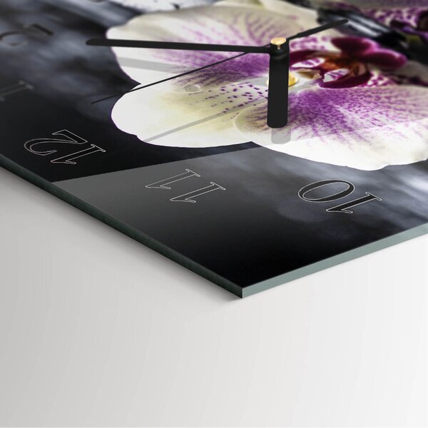 Skleněné hodiny na stěnu Orchidej zskc-30x30-00179022