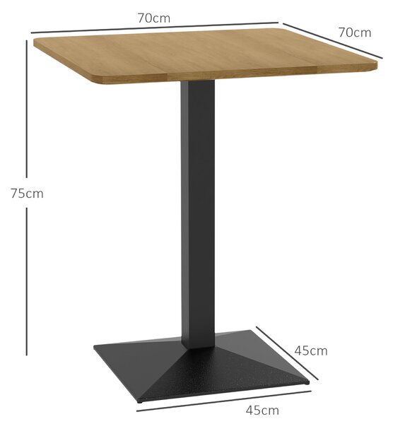 HOMCOM jídelní stůl 70×70 cm pro 2 — dekor dřeva, černý ocelový podstavec, malý moderní kuchyňský stůl, tmavě hnědý | Aosom