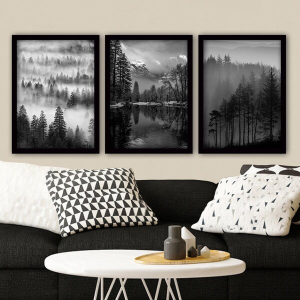 Obrazy v sadě 3 ks 35x45 cm Black & White – Wallity