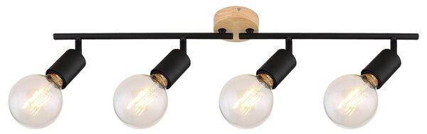 Rabalux 3979 přisazené stropní bodové svítidlo Lamar 4x40W | E27 - černá, dřevo