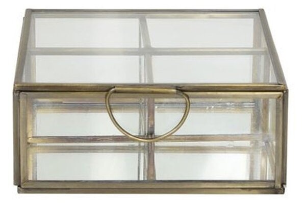 Skleněná šperkovnice s bronzovým antik lemem Alexandra antique - 14*14*5,5 cm - Light & Living