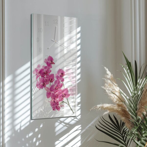 Skleněné hodiny vertikální Orchideje zsppb-30x60-00083852