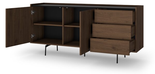 Elegantní komoda Zenar 170 cm s zásuvkami - ořech elegant / černá