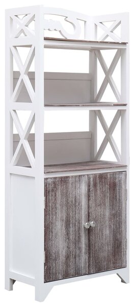 Koupelnová skříňka Allen - dřevo pavlovnie - 46 x 24 x 116 cm | bílo-hnědá
