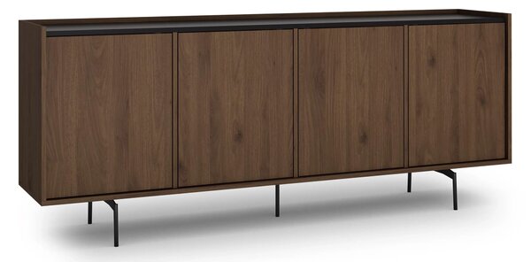 Elegantní komoda Zenar 200 cm čtyřdveřová - ořech elegantní / černá