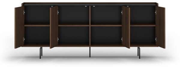 Elegantní komoda Zenar 200 cm čtyřdveřová - ořech elegantní / černá