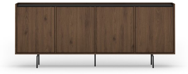 Elegantní komoda Zenar 200 cm čtyřdveřová - ořech elegantní / černá