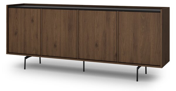 Elegantní komoda Zenar 200 cm čtyřdveřová - ořech elegantní / černá