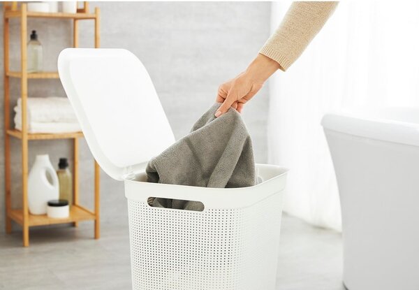 Bílý plastový koš na prádlo 50 l Brisen - Rotho