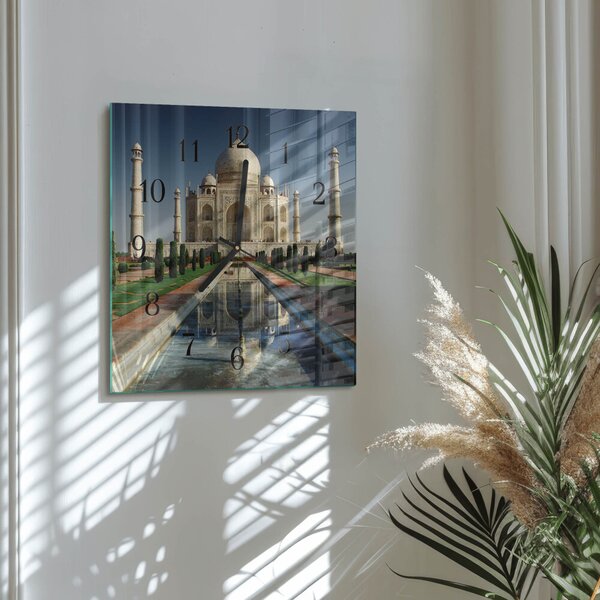 Skleněné hodiny na stěnu Tádž Mahal zskc-30x30-00176918