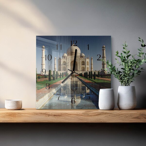 Skleněné hodiny na stěnu Tádž Mahal zskc-30x30-00176918