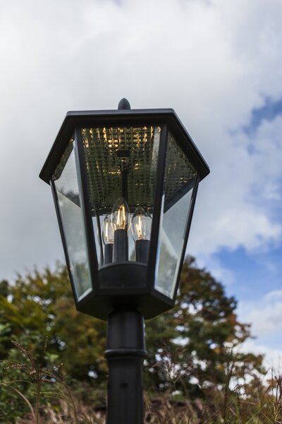 Lutec 6951301189 LED zahradní solární stojací lampa London 3x2W | 3xE12 | 300lm | 3000K | IP44 - černá