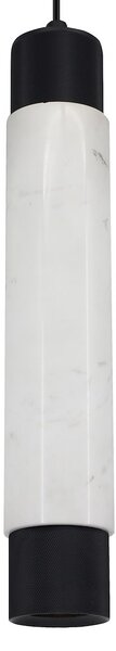 Závěsné svítidlo Marble, 1x mramorové/černé kovové stínítko, w