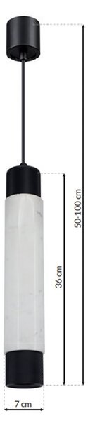 Závěsné svítidlo Marble, 1x mramorové/černé kovové stínítko, w