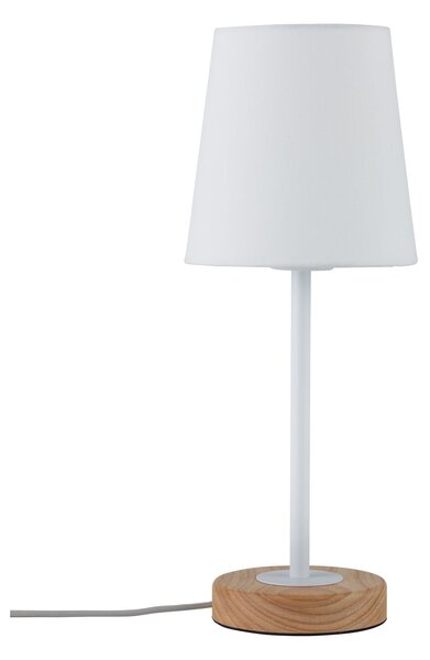 Paulmann 79636 Neordic Stellan, stolní lampička ze dřeva, kovu a bílé látky, 1x20W LED E27, výška 40cm