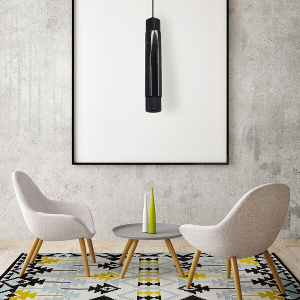 Závěsné svítidlo Marble, 1x mramorové/černé kovové stínítko, b