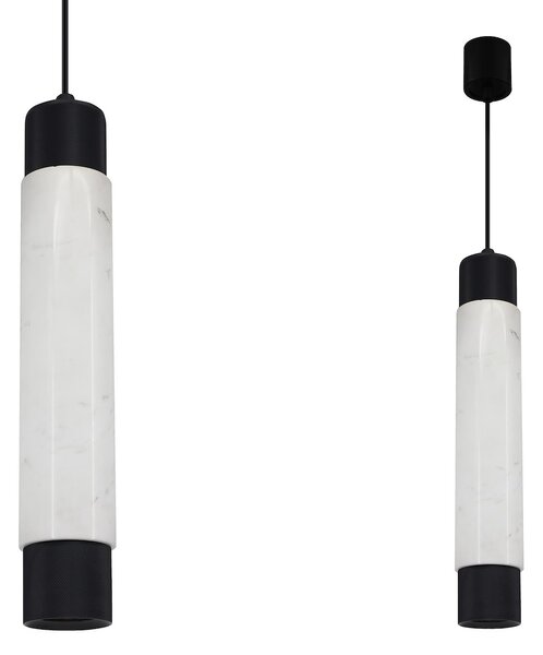 Závěsné svítidlo Marble, 1x mramorové/černé kovové stínítko, w