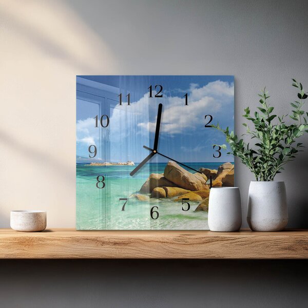 Skleněné hodiny na stěnu Moře zskc-30x30-00179083