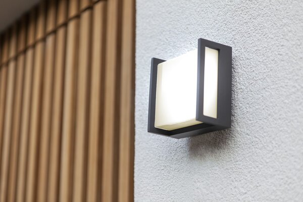 Lutec 5195401118 Qubo LED Nástěnné venkovní světlo | Teplá bílá | 8W | Šedá