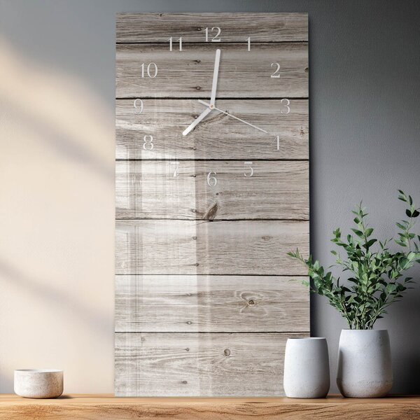 Skleněné hodiny vertikální Dřevěné proužky zsppb-30x60-00079918