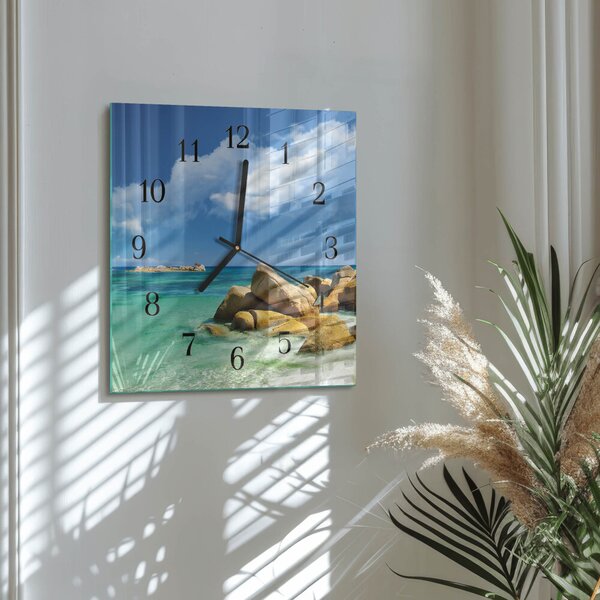 Skleněné hodiny na stěnu Moře zskc-30x30-00179083