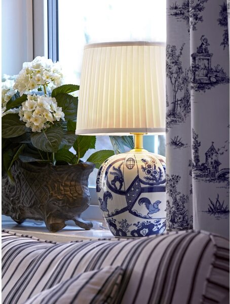 Modro-bílá stolní lampa Markslöjd Goteborg, výška 48 cm