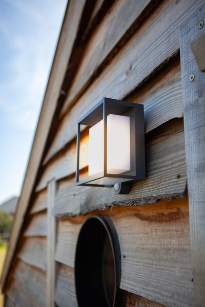 Lutec 6934601118 LED venkovní solární nástěnná lampa se senzorem pohybu Curtis 1x3W | 300lm | 3000K | IP54 - černá
