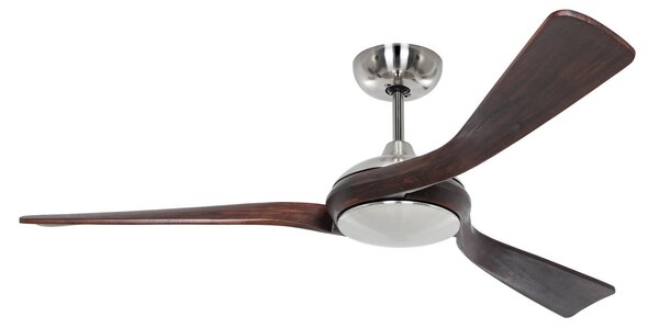 Interiérový stropní ventilátor, chrom a dřevo, stejnosměrný motor, Ø 140 cm – CasaFan, Eco Interior, Dřevo, Obývací pokoj, Dřevo, Moderní