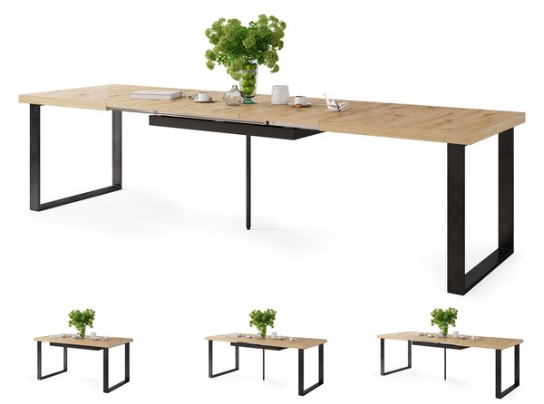 Mazzoni AVELLA Dub Artisan -LOFTOVÝ STŮL DO OBÝVACÍHO POKOJE / JÍDELNY ROZLOŽITELNÝ DO 310 cm!