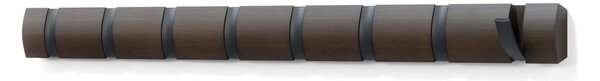 Tmavě hnědý nástěnný věšák z topolového dřeva Flip – Umbra