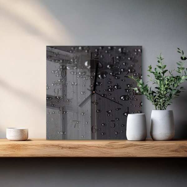 Skleněné hodiny na stěnu Kapky zskc-30x30-00180553