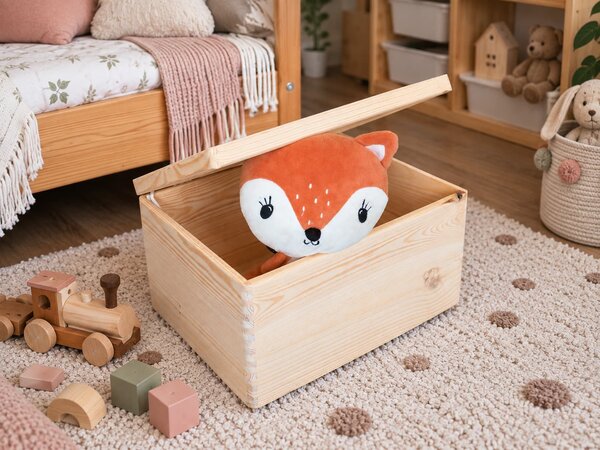 ČistéDřevo Dřevěný box s víkem 40 x 30 x 24 cm bez rukojeti