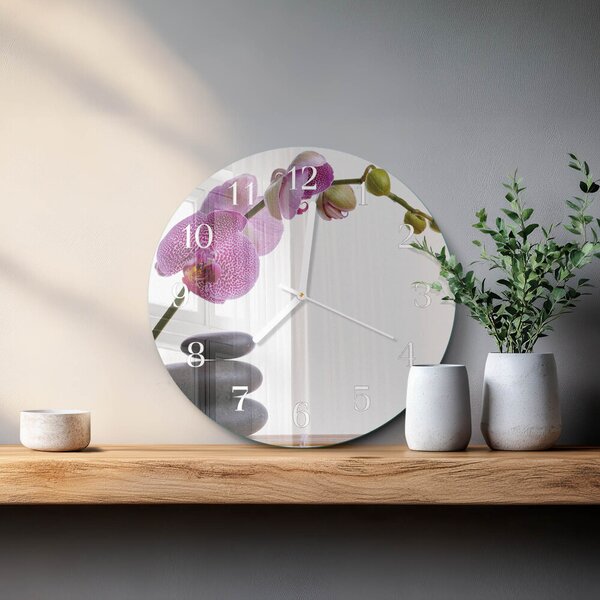 Skleněné hodiny na stěnu Orchidej zsob-fi30-00079905