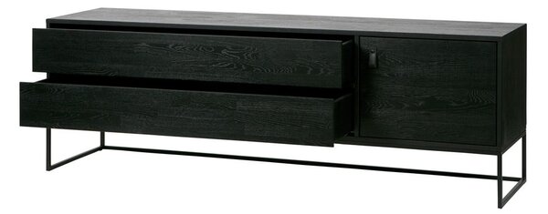 Černý TV stolek z jasanového dřeva 180x61x44 cm Silas – WOOOD