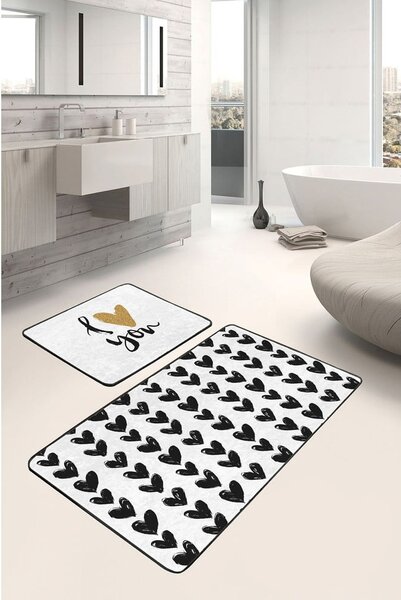 Bílo-černé koupelnové předložky v sadě 2 ks 60x100 cm – Mila Home