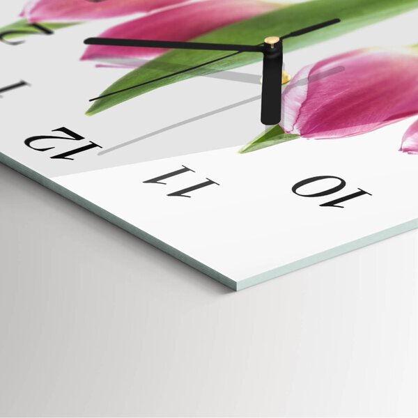 Skleněné hodiny na stěnu Tulipány zskc-30x30-00178929