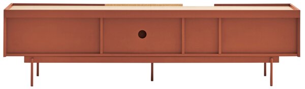 Cihlově červený dubový TV stolek Teulat Otto 180 x 40 cm