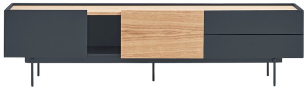 Antracitově šedý dubový TV stolek Teulat Otto 180 x 40 cm