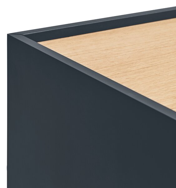 Antracitově šedý dubový TV stolek Teulat Otto 180 x 40 cm