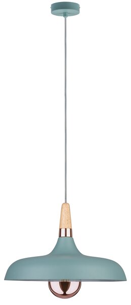 Paulmann 79655 Juna, zelené závěsné svítidlo z kovu, mědi a dřeva, 1xE27, Ø34,2cm