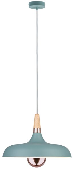 Paulmann 79655 Juna, zelené závěsné svítidlo z kovu, mědi a dřeva, 1xE27, Ø34,2cm