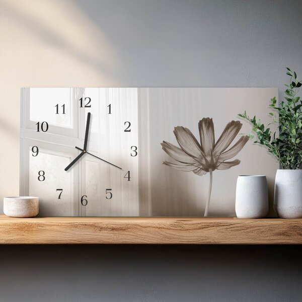 Skleněné hodiny horizontální Květ zsppc-60x30-00295382