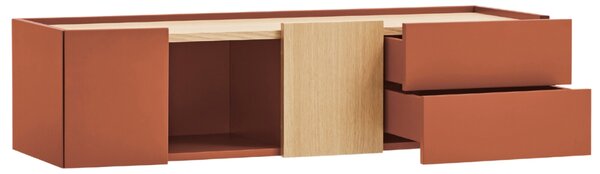 Cihlově červená dubová komoda Teulat Otto 110 x 35 cm