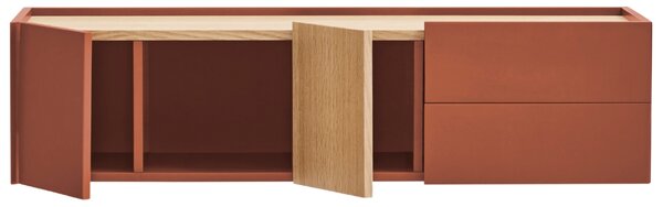 Cihlově červená dubová komoda Teulat Otto 110 x 35 cm