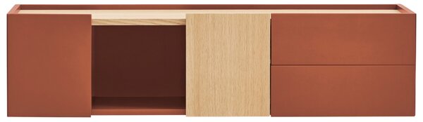 Cihlově červená dubová komoda Teulat Otto 110 x 35 cm
