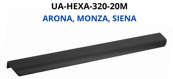 EU027 Nábytková úchytka Siena, rozteč 320 mm, černá matná