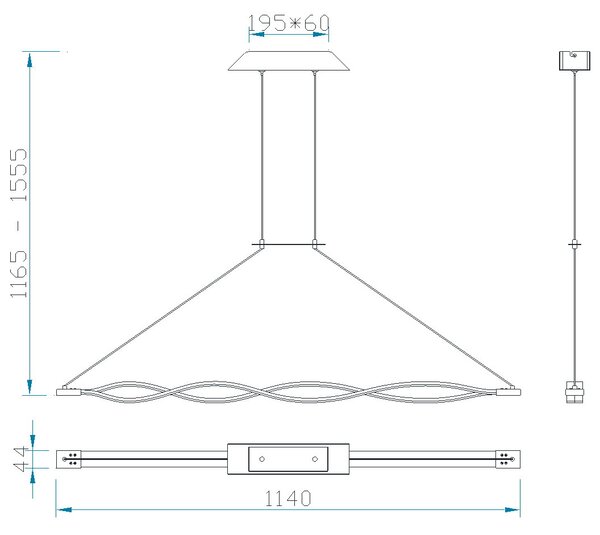 Mantra 5817 Sáhara Forja, závěsné LED svítidlo, 36W 2800K stmívatelné, hnědá, šířka 114cm