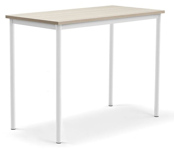 AJ Produkty Stůl BORÅS PLUS, 1200x600x900 mm, bílé nohy, HPL deska, jasan