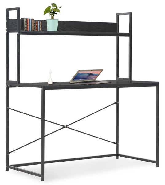 PC stůl Miami s poličkou | černý- 120 x 60 x 138 cm